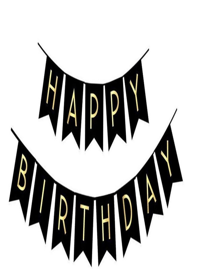 Infispace® Happy Birthday Banner with Shinny Gold Letters (Big Size) (Black) - Image 4